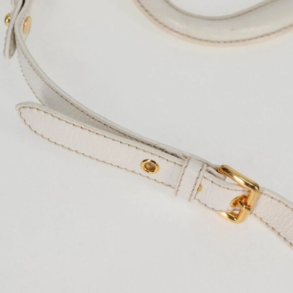 Miu Miu Hand Bag Leather 2way White Gold Auth - Picture 10 of 16